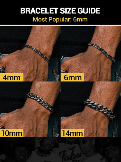 Cuban Chain Bracelet for Women Men 4.8MM Black Wrist Bracelet 6.3 Inch Trendy Jewelry