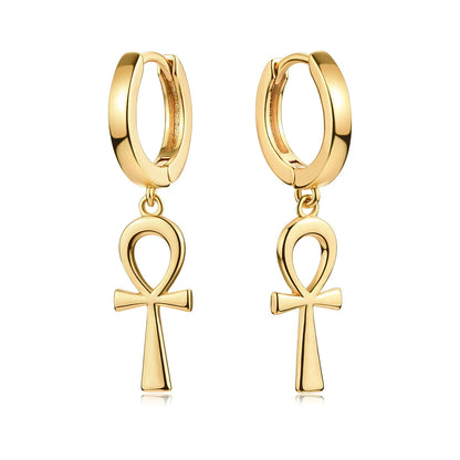 14K Gold Plated Dainty Star Cross Huggie Hoop Pendant Earrings Jewelry Gift for Women