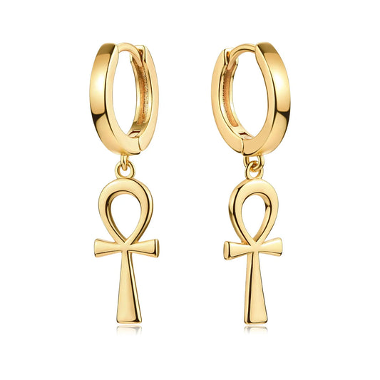 14K Gold Plated Dainty Star Cross Huggie Hoop Pendant Earrings Jewelry Gift for Women