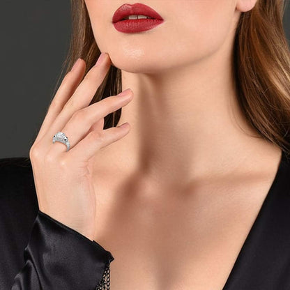 Jack Rings Women Nightmare before Christmas Skull Rings 925 Sterling Silver Princess Cut Band Ring Anniversary Promise Romantic Christmas Gifts for Her