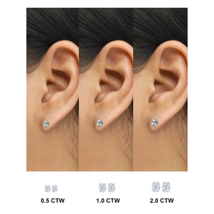 4 Prong 0.5 Carat Oval Cut Moissanite Solitaire Stud Earrings in 18K Rose Gold Plating for Women