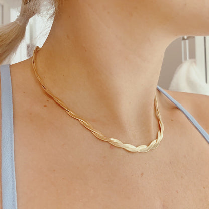 18K Gold Herringbone Double Chain Necklace