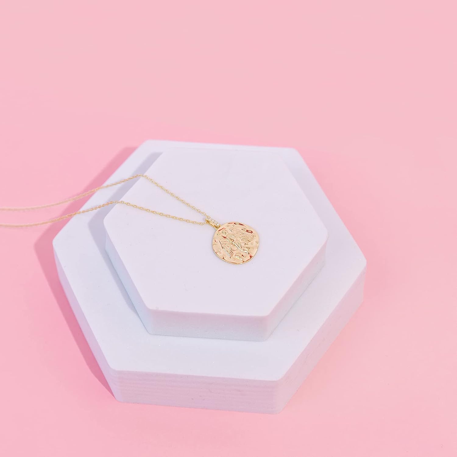 14K Gold Plated Engraved Coin Pendant Necklaces for Women | Byzantine Coin Pendants | Bohemian Necklace
