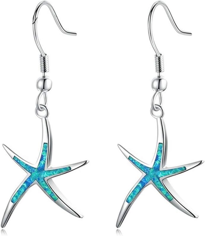 Dangle Drop Earrings for Women Girls 18K Gold Plated Opal Earrings Sea Jewelry Ocean Earrings