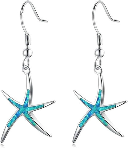 Dangle Drop Earrings for Women Girls 18K Gold Plated Opal Earrings Sea Jewelry Ocean Earrings