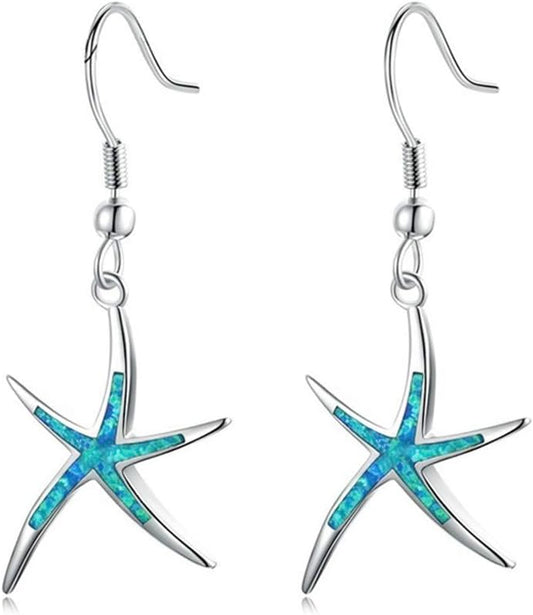 Dangle Drop Earrings for Women Girls 18K Gold Plated Opal Earrings Sea Jewelry Ocean Earrings