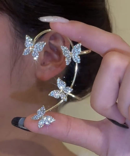 Zircon Butterfly Earrings,Butterfly Earrings for Women,Butterfly Ear Wrap Earrings,No Piercing Ear Clip,For Women Jewellery