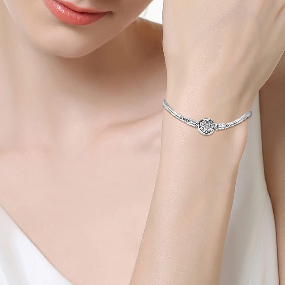 Snake Chain Charm Bracelets for Charm 925 Sterling Silver Jewelry Bracelet Fits Any Charm Gift for Women