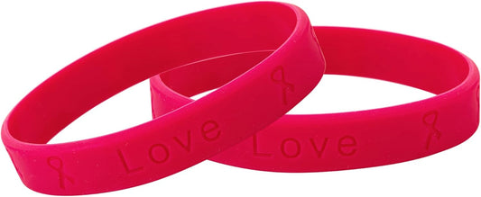 50 Pack Burgundy Awareness Bracelets – Burgundy Ribbon Cancer Awareness Silicone Bracelets for Adults