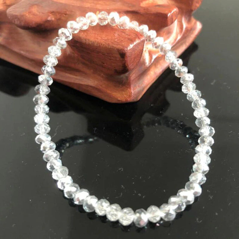 Handmade Women'S 4Mm Rhinestone Crystal Beaded round Glass Beads Stretch Bracelet Femme Bangle Bracelets Women Girl Wrap Jewelry