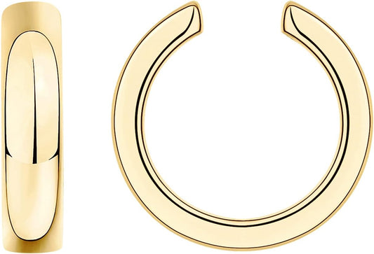 14K Gold Plated 925 Sterling Silver round Huggie Ear Cuff Gold Earrings for Women | Clip on Cartilage Cuff Earrings