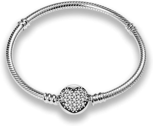 Snake Chain Charm Bracelets for Charm 925 Sterling Silver Jewelry Bracelet Fits Any Charm Gift for Women