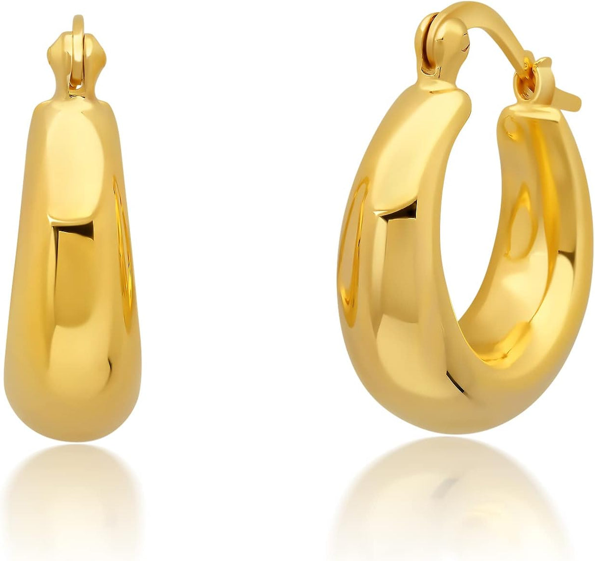 14K Yellow Gold Plated Hoop Earrings for Women with Click Top