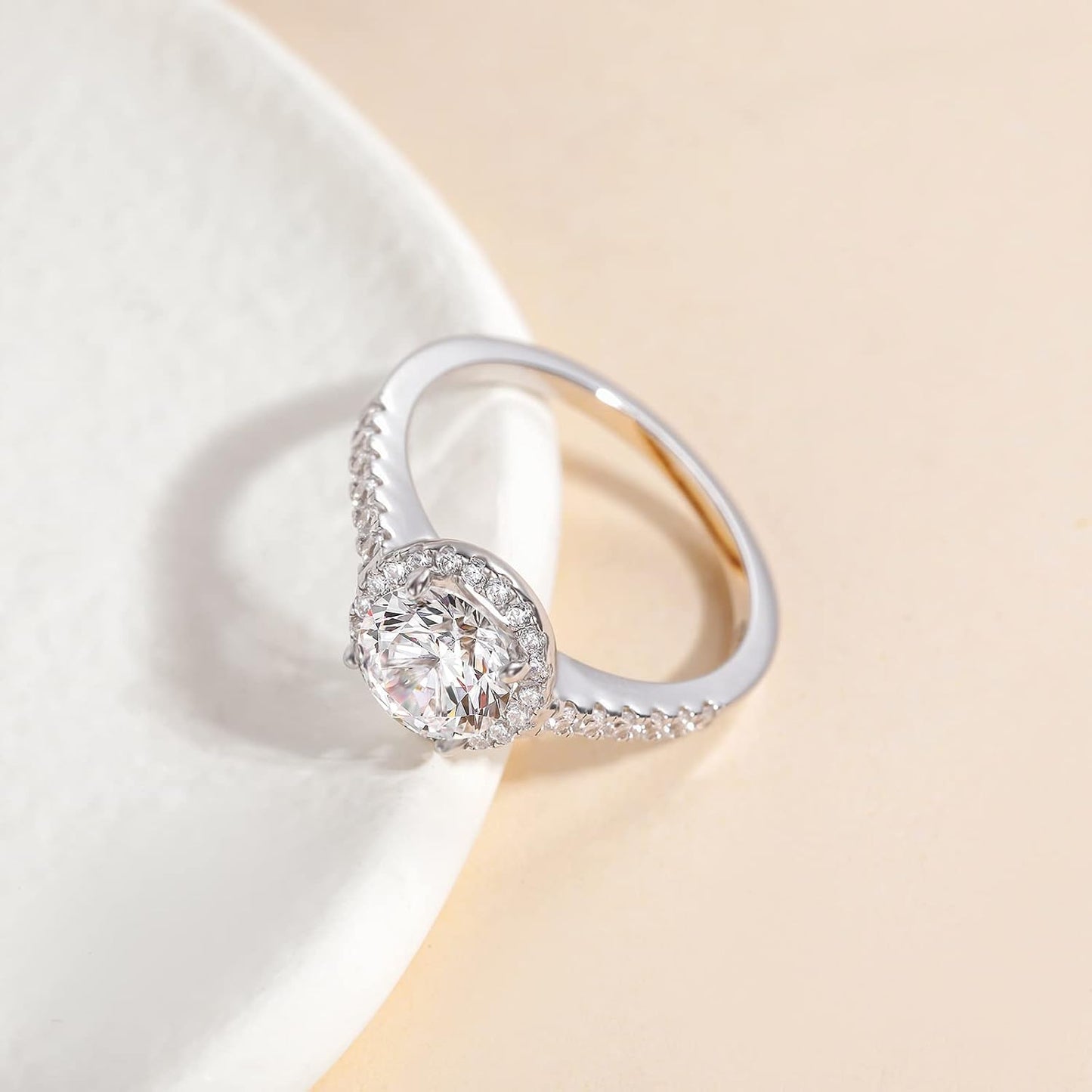 925 Sterling Silver Engagement Rings for Women round Cut