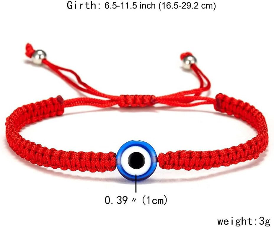 16 Set Evil Eye String Kabbalah Bracelets 7 Knots Bracelets Adjustable Hand-Woven Red Rope Cord Thread Braided Bracelet Protection Lucky Amulet Bracelet for Women Men