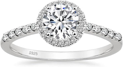 925 Sterling Silver Engagement Rings for Women round Cut