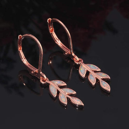 Opal Dangle Drop Earrings White Gold or Rose Gold Plated Opal Jewelry for Women Girls Wedding Earrings