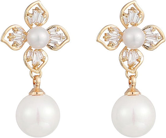Black Vintage Pearl Drop Teardrop Chandelier Long Dangle Baroque Bohemian Earrings for Women in Gold