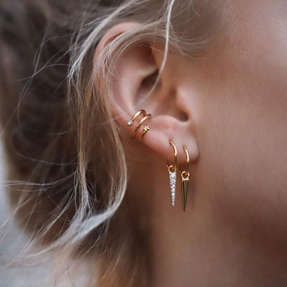 10Pcs Sparkling Ear Cuff Pack Gold Dainty Helix Earrings Huggie Stud Cuff Earrings for Women Earring Set | Clip on Cartilage Non Pierced