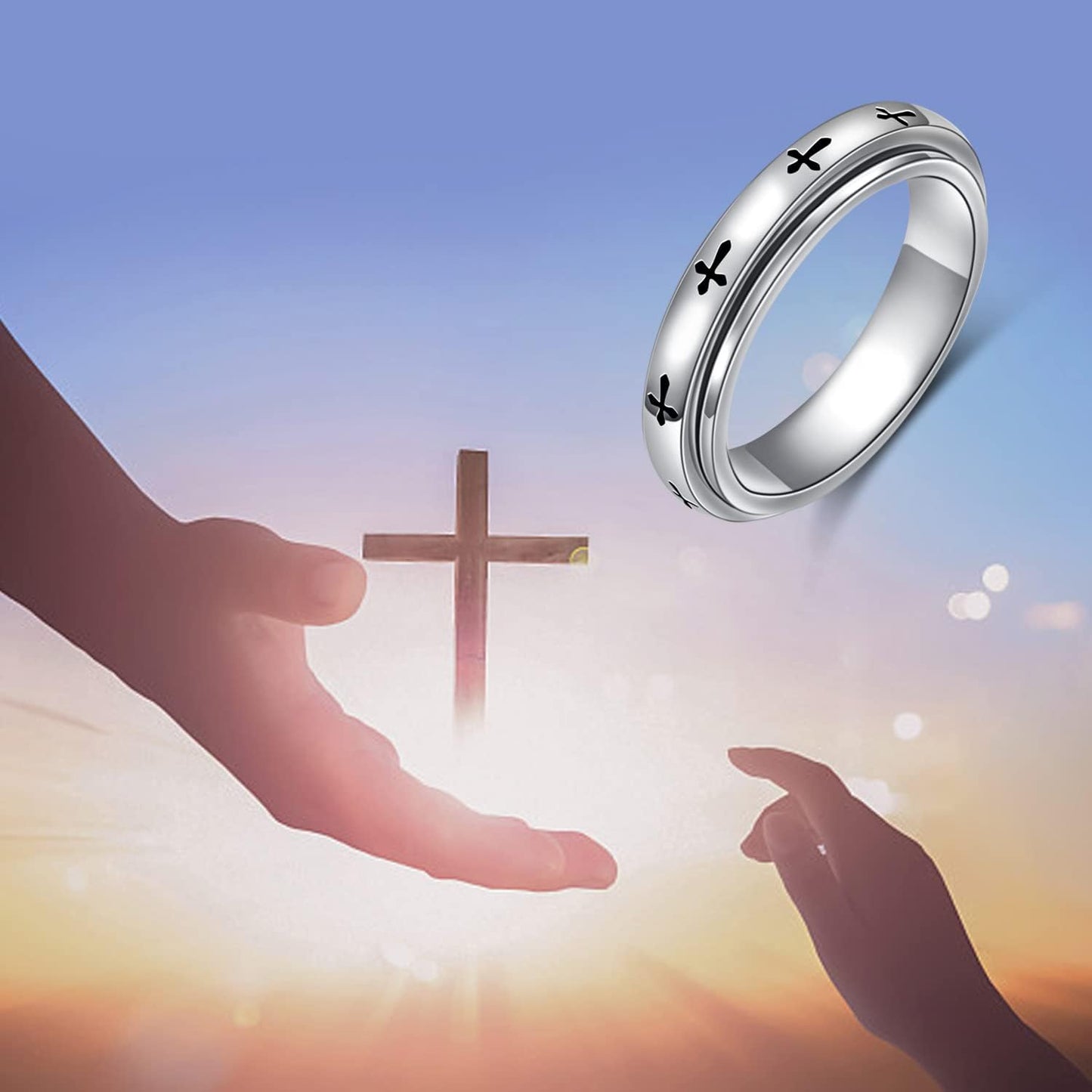 Spinner Rings for Anxiety,S925 Sterling Silver Fidget Anxiety Worry Relieving Boredom ADHD Autism Band Rings for Teen Girls