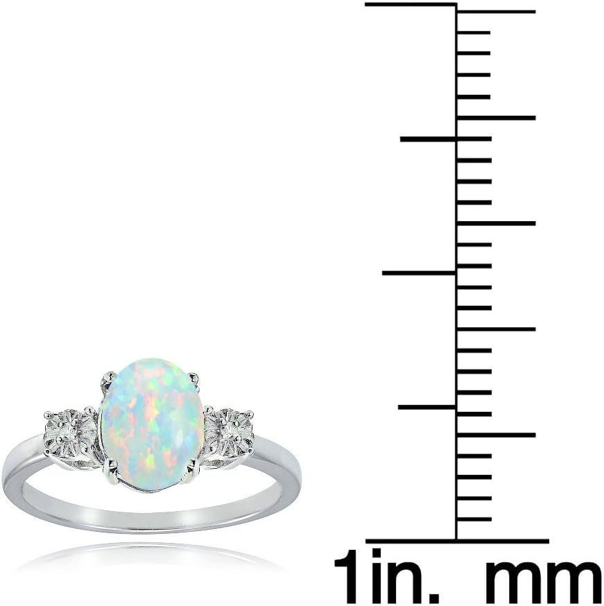 Sterling Silver Created White Opal and Oval Ring