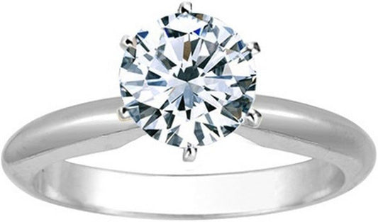 IGI Certified 1 1/4 Carat round Brilliant Cut/Shape 14K White Gold Solitaire Diamond Engagement Ring 6 Prong (H-I Color, I2 Clarity Center Stones Center Stones)
