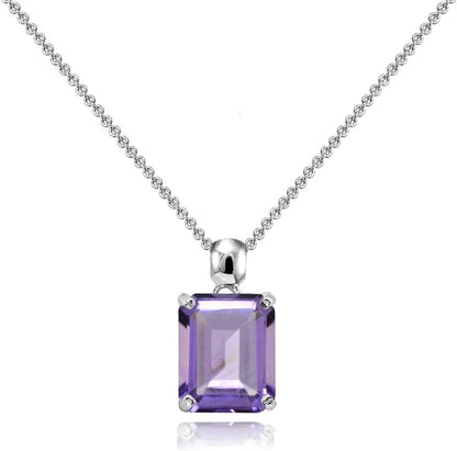 Sterling Silver Genuine, Created or Simulated Gemstone Octagon-Cut Solitaire Pendant Necklace