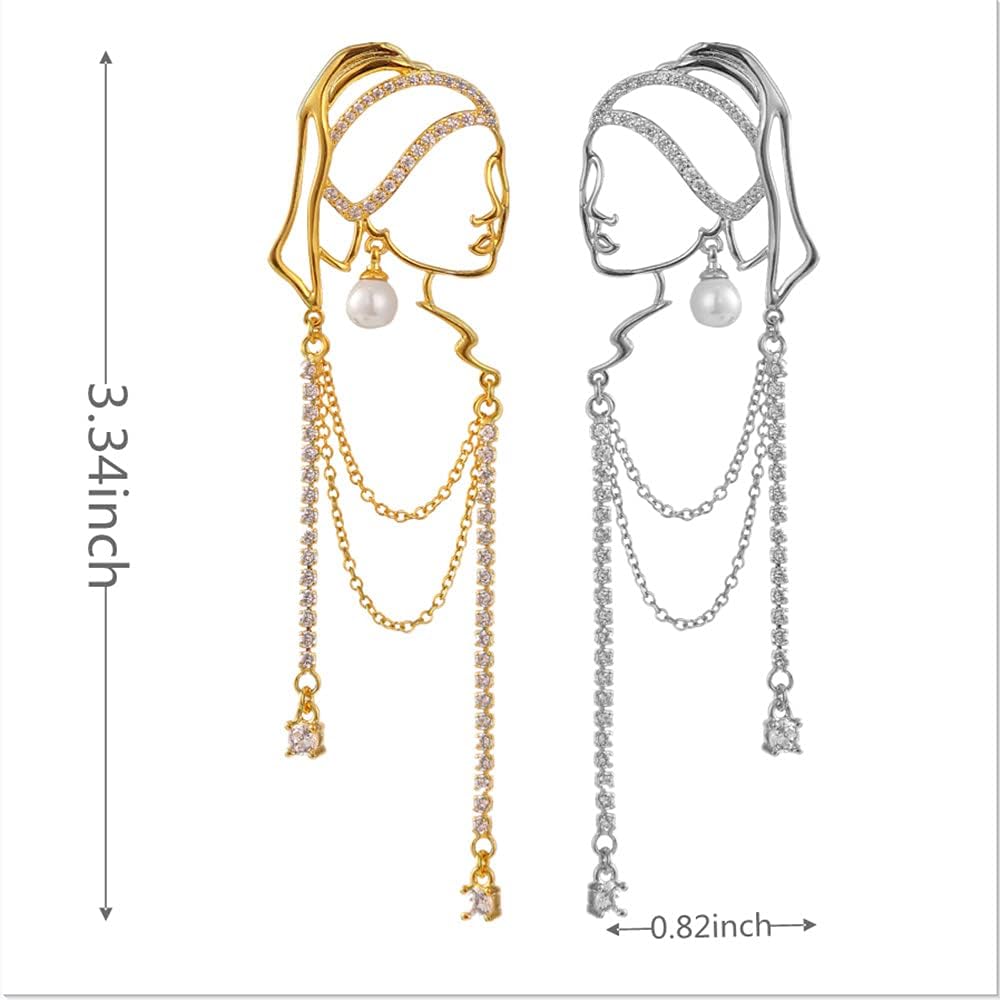 Unique Abstract Face Art Earrings Dangle Statement Long Earrings for Women Tassel Chandelier Handwork Earrings Jewelry Fashion