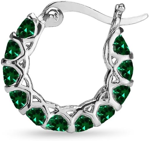 Sterling Silver Genuine, Simulated or Created Gemstone Small round 18Mm Huggie Hoop Earrings for Women