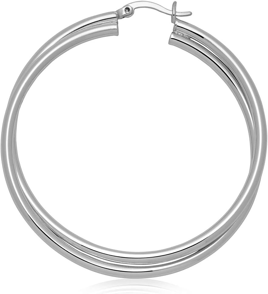 Crossover Twisted Hoop Earrings for Women – Hypoallergenic Silver or Gold Statement Hoops – Lightweight & Easy to Wear