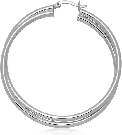 Crossover Twisted Hoop Earrings for Women – Hypoallergenic Silver or Gold Statement Hoops – Lightweight & Easy to Wear