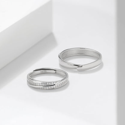 925 Sterling Silver Adjustable Matching Couple Rings– Set of 2