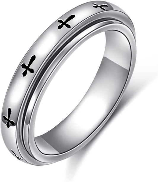 Spinner Rings for Anxiety,S925 Sterling Silver Fidget Anxiety Worry Relieving Boredom ADHD Autism Band Rings for Teen Girls