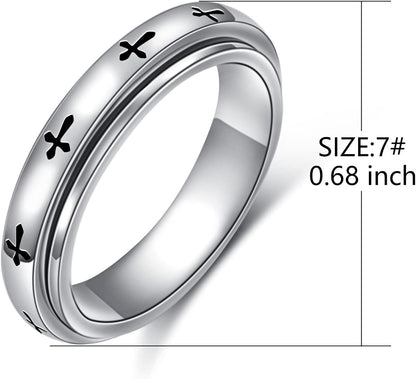 Spinner Rings for Anxiety,S925 Sterling Silver Fidget Anxiety Worry Relieving Boredom ADHD Autism Band Rings for Teen Girls