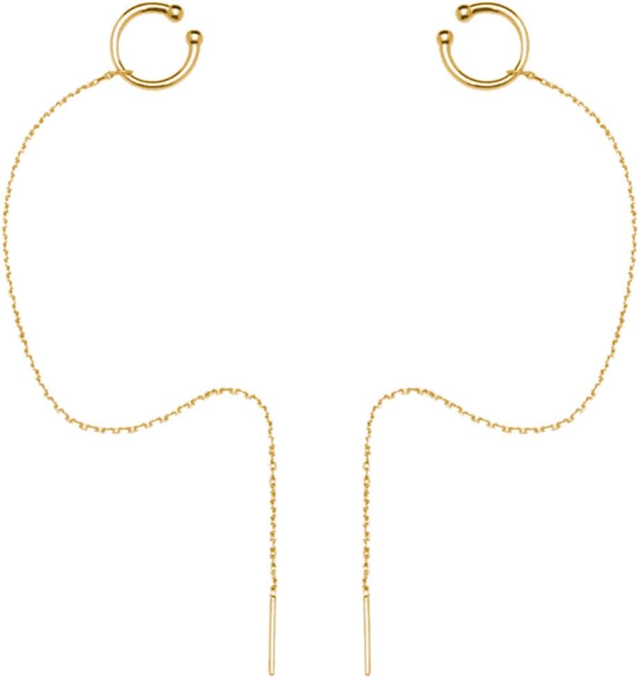 Sterling Silver Cuff Earrings and Chain for Women - Crawler and Wrap Climber Earrings