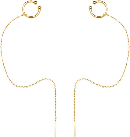 Sterling Silver Cuff Earrings and Chain for Women - Crawler and Wrap Climber Earrings
