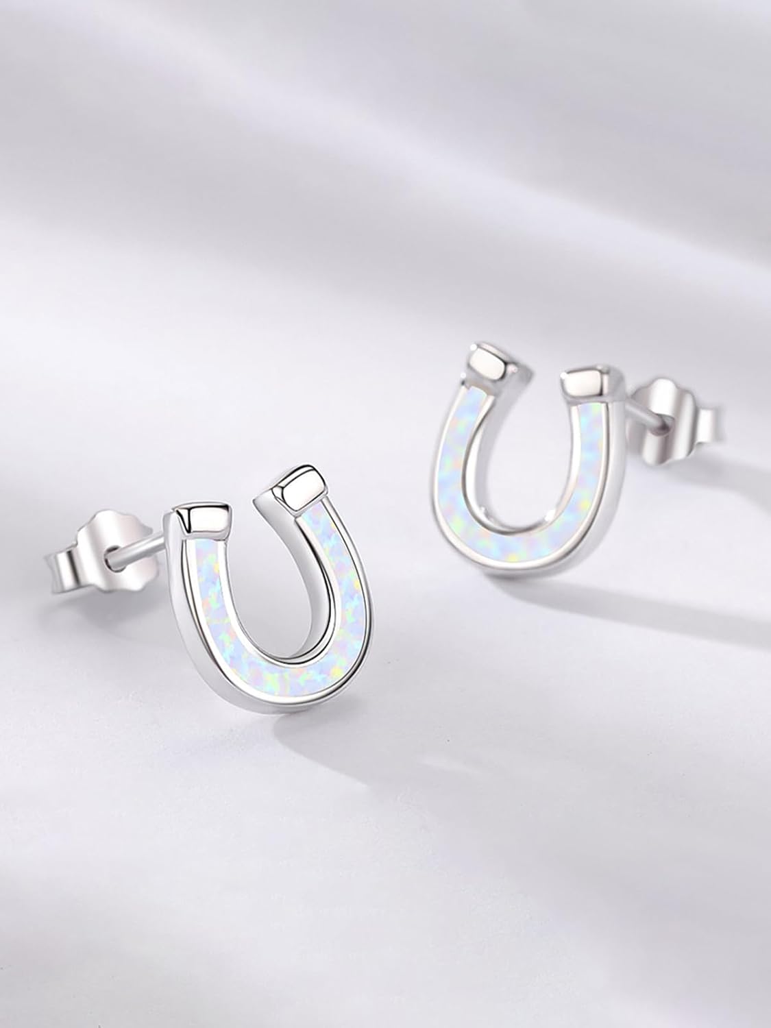 925 Sterling Silver Cute Animal Earrings Synthetic Opal Earrings Hypoallergenic Earrings Dainty Stud Birthday Gift for Her
