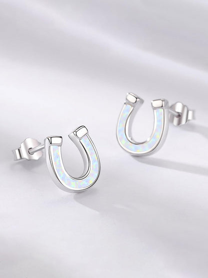 925 Sterling Silver Cute Animal Earrings Synthetic Opal Earrings Hypoallergenic Earrings Dainty Stud Birthday Gift for Her