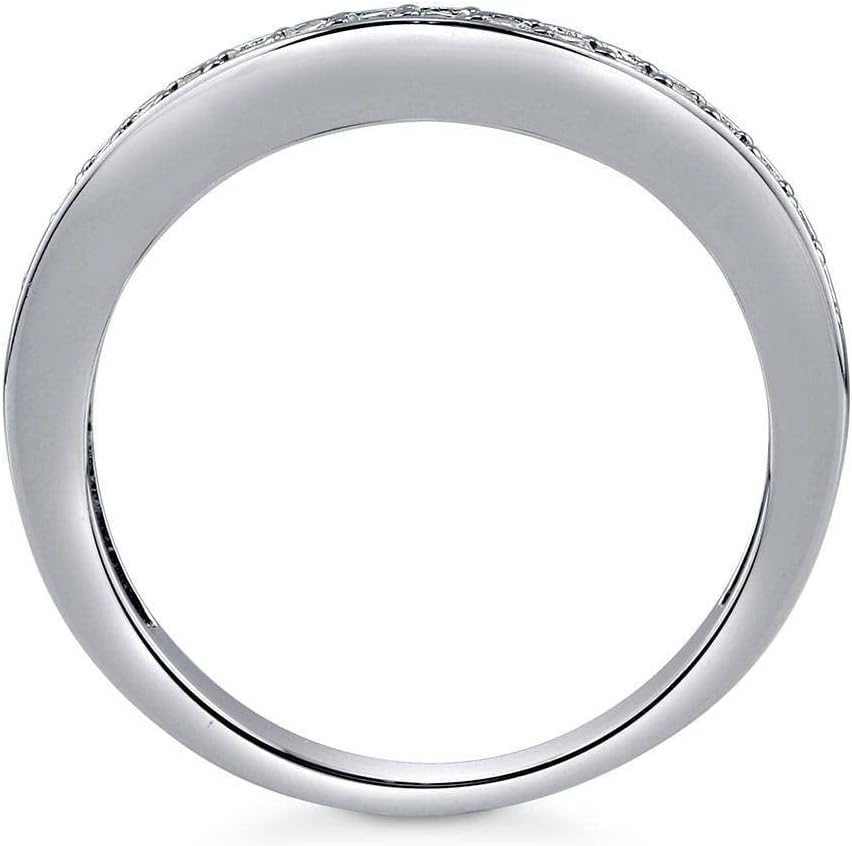 Sterling Silver CZ Ring Enhancer for Wedding Engagement Rings, Cubic Zirconia Chevron Curved Half Eternity Band Ring for Women