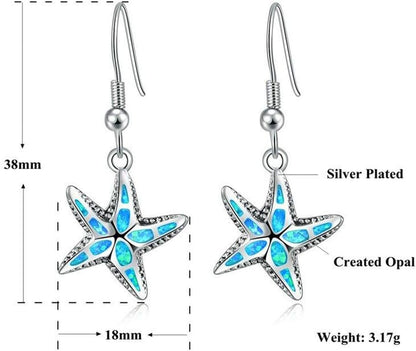Dangle Drop Earrings for Women Girls 18K Gold Plated Opal Earrings Sea Jewelry Ocean Earrings