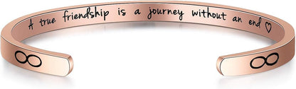 Friendship Bracelet Stainless Steel Bracelets for Women Girls, Friend Gifts Hidden Message Cuff Bracelets
