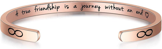 Friendship Bracelet Stainless Steel Bracelets for Women Girls, Friend Gifts Hidden Message Cuff Bracelets