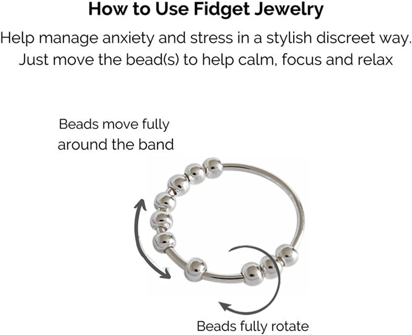 Fidget Ring Anxiety Ring for Women Bead Ring, anti Worry Ring Dainty Minimalist Ring Gift for Her, Fidget Spinning Rings for Men Stress Relief Fidget Toys