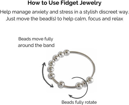 Fidget Ring Anxiety Ring for Women Bead Ring, anti Worry Ring Dainty Minimalist Ring Gift for Her, Fidget Spinning Rings for Men Stress Relief Fidget Toys
