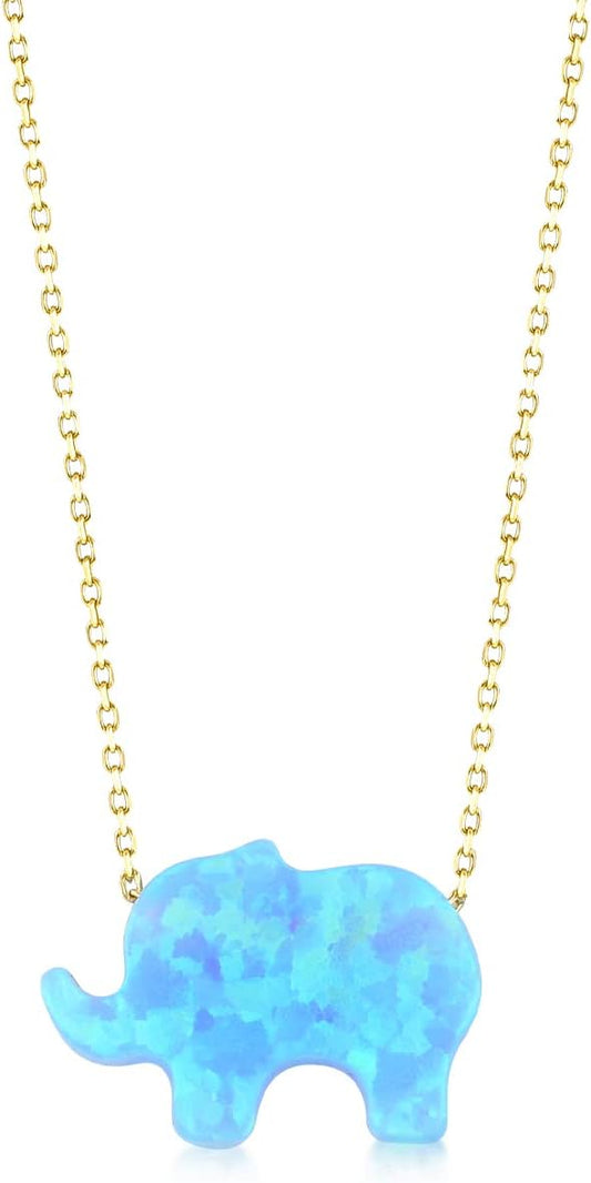 14K Solid Gold Elephant Necklace for Women