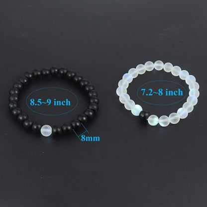 Long Distance Bracelets for Couples, His and Hers Black Onyx Turquoise Forever Stone Bead Bracelet for Lovers, Crystal Healing Gemstone Bracelet for Woman Man(2Pcs)