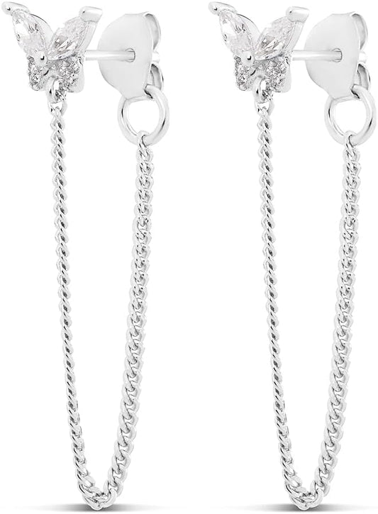 Silver & Gold Chain Earrings for Women - 14K Gold Butterfly Earrings for Women & More Trendy Earrings Styles - Comfortable Cute Earrings Aesthetic Jewelry