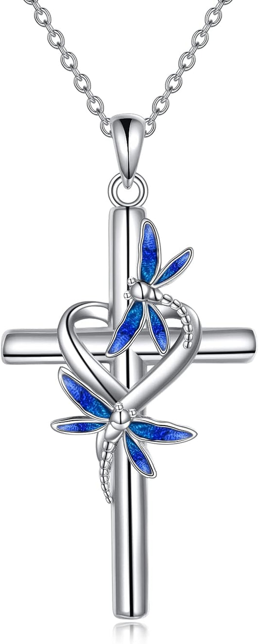 Hummingbird/Ladybug/Dragonfly Necklace Jewelry for Women Sterling Silver Cross Hummingbird Daisy Necklace Gifts