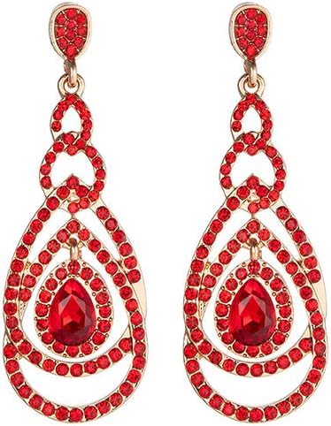 Cute Hollow Crystal Rhinestone Teardrop 8-Shaped Long Dangle Earrings for Women Fashion Strand Jewelry