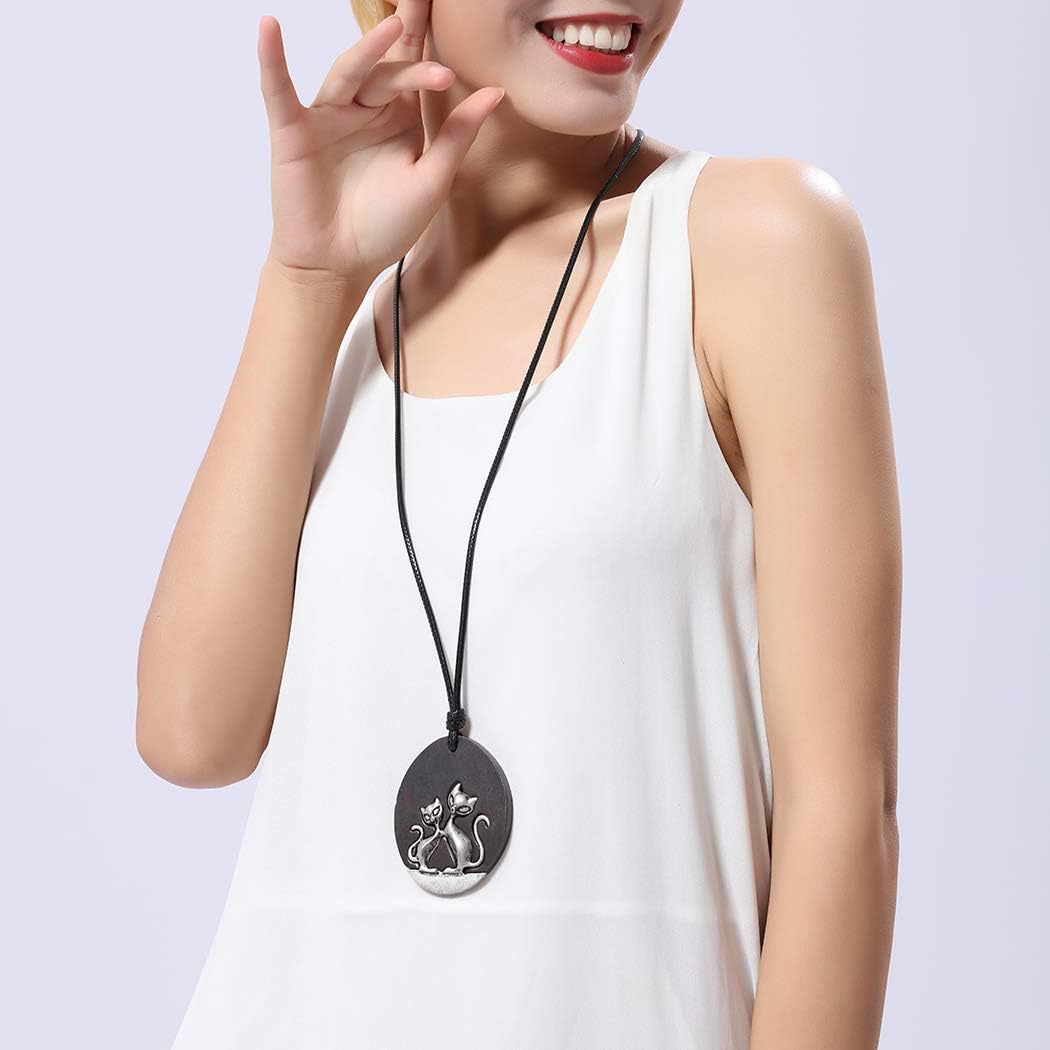 Hotsale Handmade Women Long Necklaces Jewelry Black Sandalwood Vintage Statement Necklace for Women